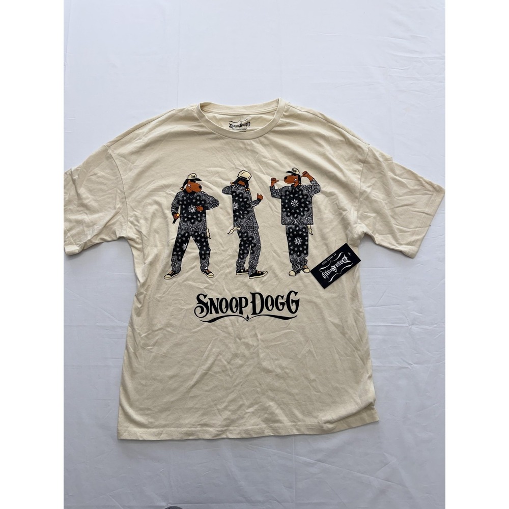 Dogg Supply Snoop Dogg Shirt Mens‎ Small Beige Bandana Graphic Tee Hip Hop